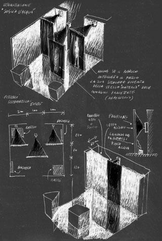 Disegni del progetto del Museo dell'Acqua di Siena