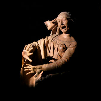 Figura femminile di terracotta che urla, dal Compianto di Niccolò dell'Arca nella chiesa di Santa Maria della Vita a Bologna