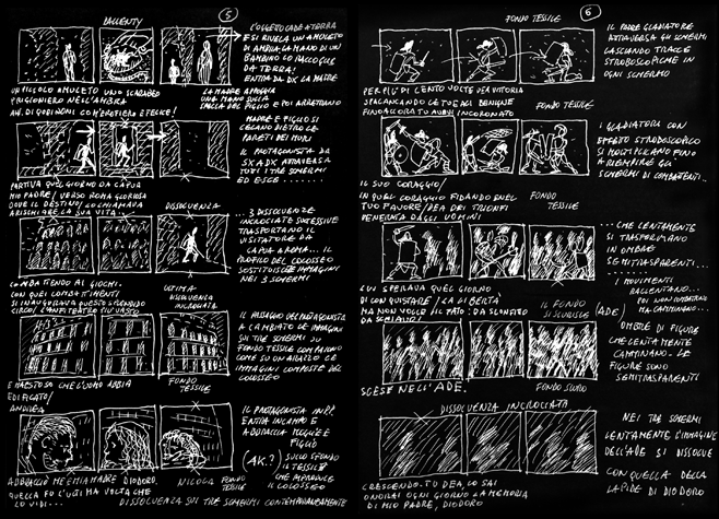 Storyboard per La luna sul Colosseo, il sogno del gladiatore