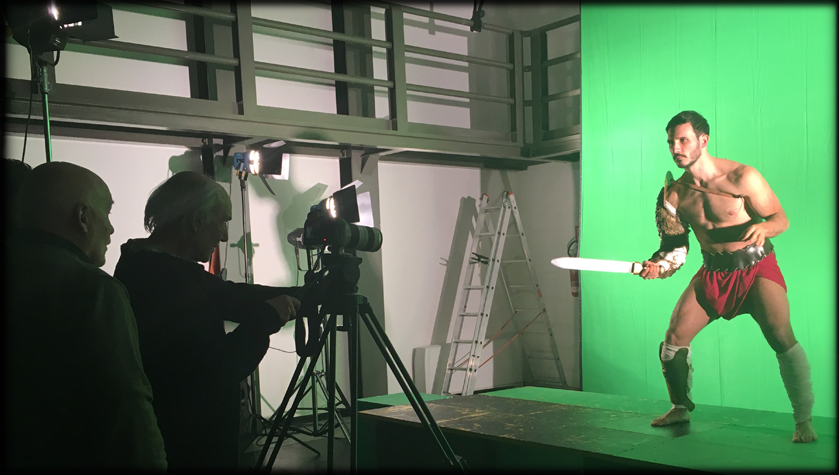 Riprese in studio con green screen e gladiatore